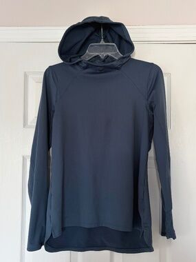 Under Armour ColdGear Hooded Running Jacket Blue Fitted Pullover Size Medium